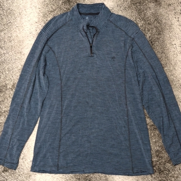 Coolibar Merino Wool Long Sleeve Stripe Quarter Zip Men's Large UPF 50+ - Picture 3 of 6